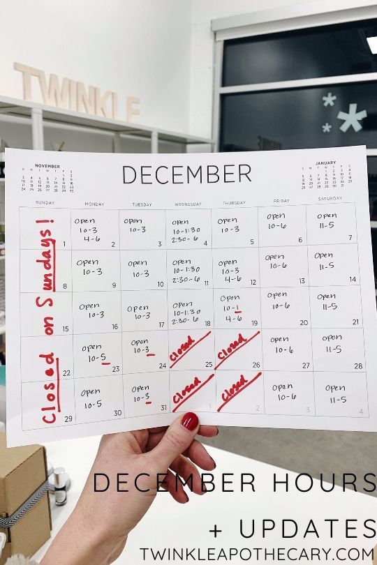 December Hours + Updates