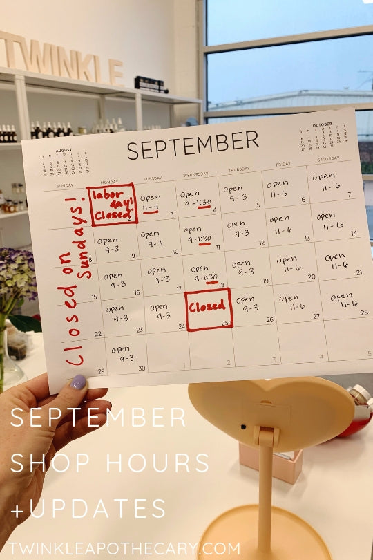 September Shop Hours + Updates
