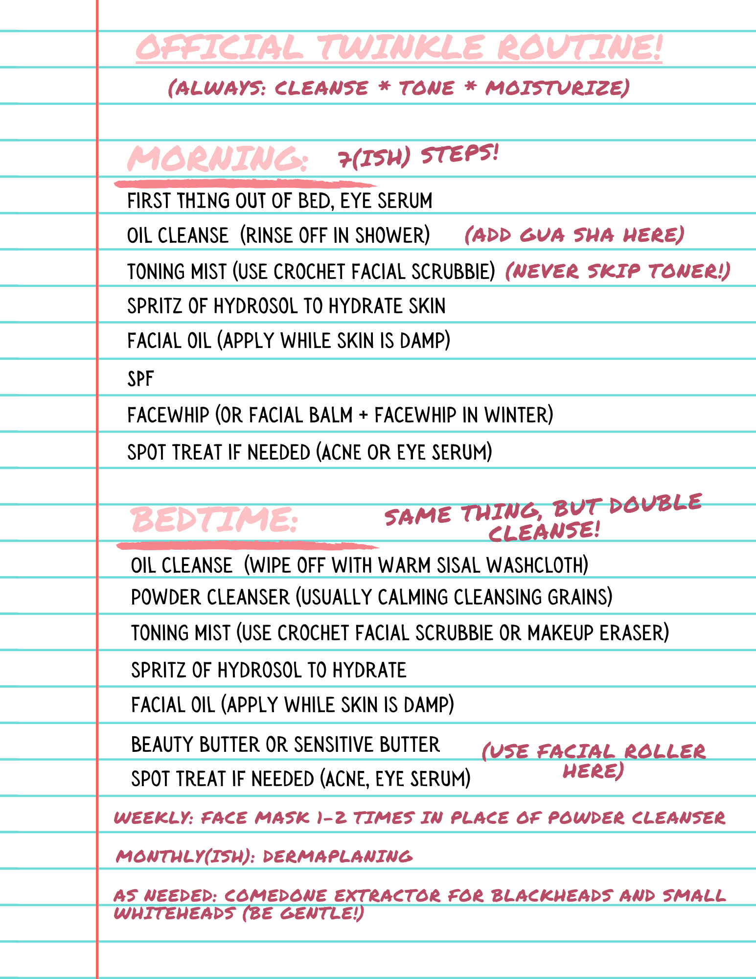 The Official (But Totally Customizable) 3 to 7 Step Twinkle Skincare Routine
