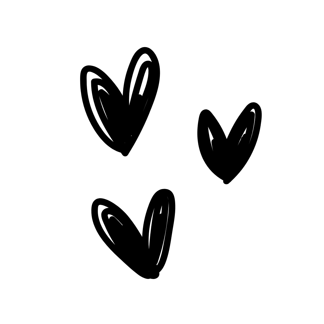 black and white drawing of hearts for twinkle apothecary pink himalayan salt crystal product listing 